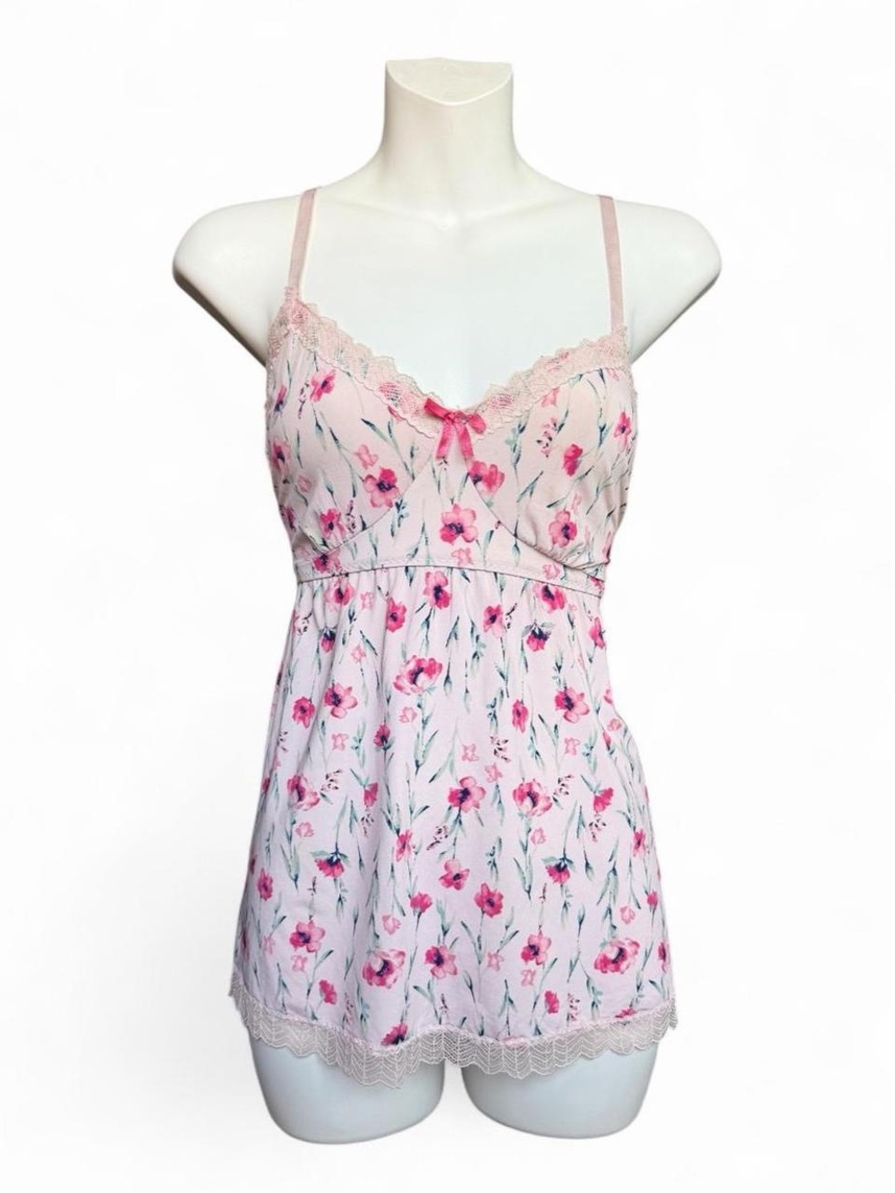Ralph Lauren Pink Floral Lace-Trim Chemise
